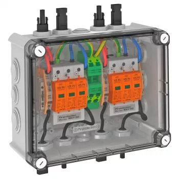 OBO VG-BC900S11 PV System Solution in Enclosure, 2x1 PV String to 2 Outputs, Type 2 SPD, 900 V DC 5088565