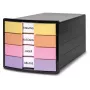 HAN IMPULS Drawer Box, 4 Drawers, Black/Pastel, Polystyrene, for DIN C4 1012-139