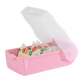 HAN CROCO A8 Landscape Flashcard Box, Pastel Pink Translucent Body with Clear Lid, Polypropylene, 1 Piece 998-886