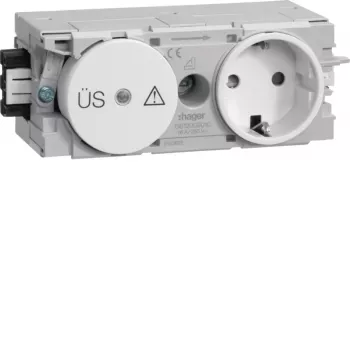 HAGER GS12009016 Schuko Socket with Fine Surge Protection, C-Profile Mount, Traffic White