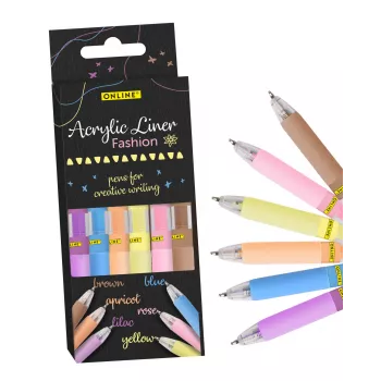 ONLINE Fashion Acrylic Marker Assorted Colours 1.0 mm, 6 Pieces (18632/6)