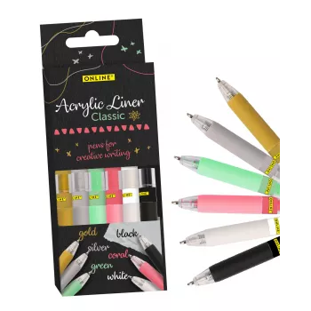 ONLINE® Classic Acrylic Marker Set 1.0 mm, 6 Assorted Colours (18631/6)