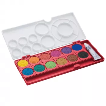 LAMY aquaplus Opaque Watercolour Set, 12 Brilliant Shades, Red Case 1222609