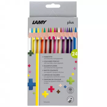 LAMY plus Triangular Colouring Pencils, 24-Piece Cardboard Case, Ergonomic Triangular Shape, Matte Surface, Break-Resistant Lead 1222008