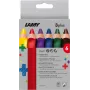 LAMY 3plus Coloured Pencils, Set of 6, Ergonomic Triangular, Extra Thick Break-Resistant Lead, Assorted Colours 1222002