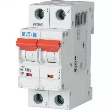 Eaton PXL-B10/2 Miniature Circuit Breaker, 1-Pole, B Curve, 10 A, 6 kA, DIN Rail Mount 236227