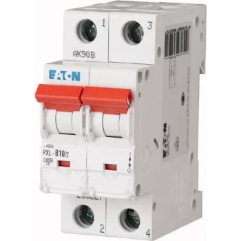 Eaton PXL-B10/2 Miniature Circuit Breaker, 1-Pole, B Curve, 10 A, 6 kA, DIN Rail Mount 236227