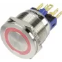 TRU COMPONENTS 1303040 GQ22S-11E/R/12V Vandal-Protected Pushbutton Switch, Momentary, 1 NO, 250 V AC, 3 A, Red Ring Illumination 12 V DC, IP65, 22 mm Mounting