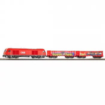 PIKO 57033 H0 Kids Starter Set ÖBB Freight Train Rh 2016 with Two Eaos Open Wagons