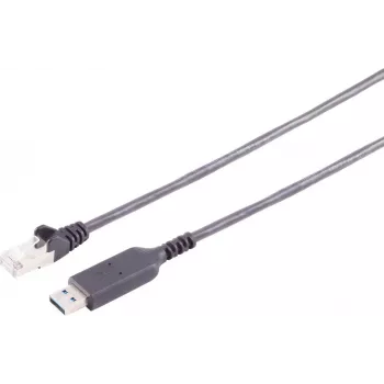S CONN MAXIMUM CONNECTIVITY USB-A LAN Adapter Cable 1G, USB Type-A Male to RJ45, PVC, Black, 1.5m (13-52155)