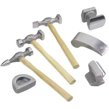 Brüder Mannesmann 7-Piece Dent Repair Kit with 3 Hammers and 4 Dollies in Case