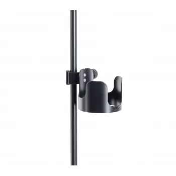 K&M 16018-000-55 Drink Holder for Stands, Screw-On Clamp, Fits Tubes up to 30 mm, Holds Cups up to 85 mm, Black
