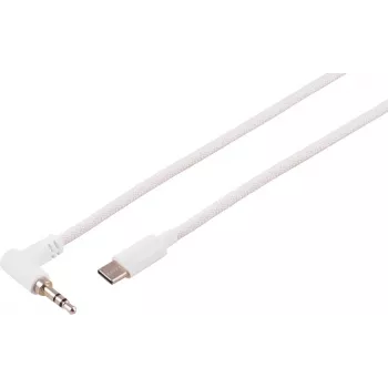 S CONN MAXIMUM CONNECTIVITY USB-C Audio Cable, 3.5mm Angled Plug, TRS, White, 3m (14-06046)