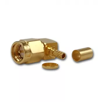 Telegärtner SMA Right-Angle Crimp Plug for RG-316, Gold, 5-Pack (J01150A0071)