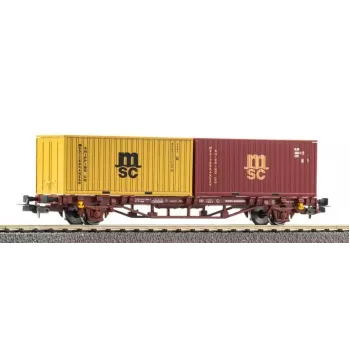 PIKO 27750 Container Flat Car DC, DB AG, Era VI, Sgns 80', 2x 40ft Containers, H0