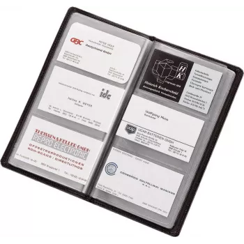 JÜSCHA Alassio Business Card Album for 120 Cards, Leather, Black, 112 x 15 x 200 mm 41009