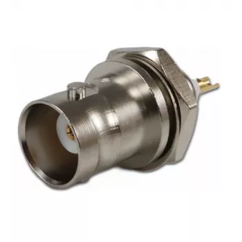 Telegärtner BNC Panel Mount Jack 50 Ohm, Gold-Plated Inner Conductor, 4-Hole Flange, Solder Termination (J01001A0053Z)
