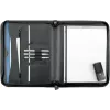 JÜSCHA Alassio Writing Portfolio MILANO, DIN A4, Genuine Leather, Black, Zipper Closure, Pen Loops, Business Card Slots 30013