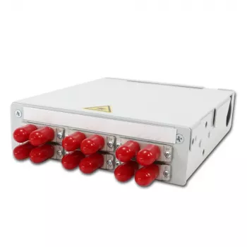 TELEGÄRTNER STX DIN Rail Distributor 6xST-Duplex, Metal Sleeve/Metal Housing, Multimode (H82050A0001)