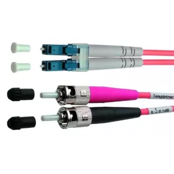 Telegärtner ST to LC OM4 Multimode Fiber Patch Cable, 2m, Violet L00891A0080