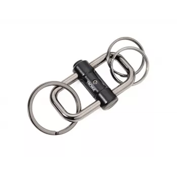 TROIKA 2-WAY KEY Quick-Release Keyring, Matte Black Cast Metal with Detachable Split Ring (KR22-09/BK)