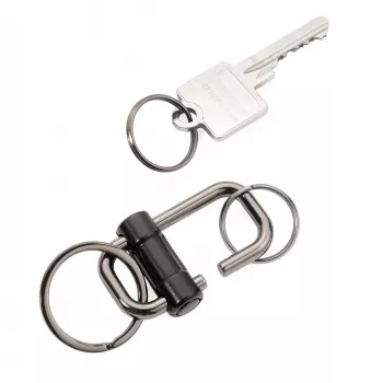 TROIKA 2-WAY KEY Quick-Release Keyring, Matte Black Cast Metal with Detachable Split Ring (KR22-09/BK)