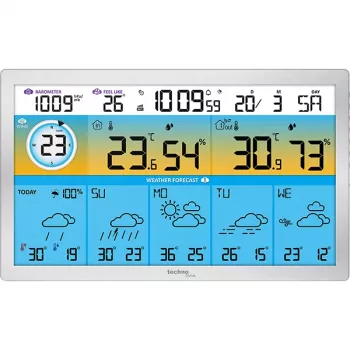 Technoline WD2500 Wireless Weather Station with Outdoor Sensor, WLAN App Control, Supports up to 3 Sensors, Color Display