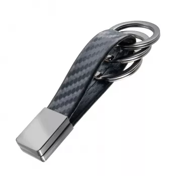 TROIKA TWISTER CARBON Keyring with Pull-and-Twist Mechanism, Chrome Metal & Carbon Fiber, 4 Split Rings KRG649/CB