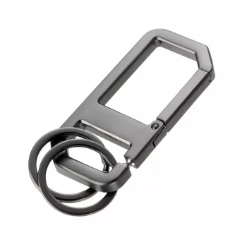 TROIKA ALVAR NERO Keychain with Carabiner, Gunmetal/Black (KR26-05/GM)