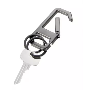 TROIKA ALVAR NERO Keychain with Carabiner, Gunmetal/Black (KR26-05/GM)
