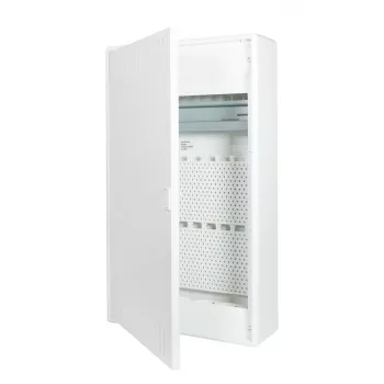 f-tronic VISION36K Surface-Mounted Communication Distribution Box, 3-Row with 3-Way Schuko Socket, 16 A, White 7220215