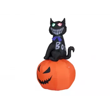 EUROPALMS Halloween Inflatable Figure Cat with Pumpkin, 183cm 83316152
