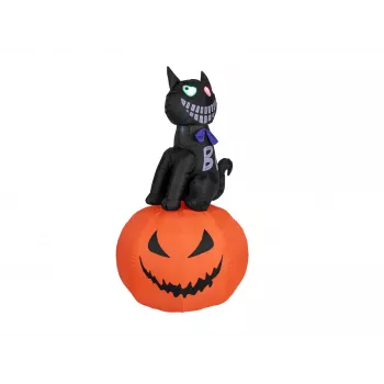EUROPALMS Halloween Inflatable Figure Cat with Pumpkin, 183cm 83316152