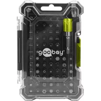 Goobay Tools 72-Piece Bit Holder Set with Magnetic Quick-Change Bit Holder, S2 Steel Bits, 1/4 inch Hex Drive, Slotted, Phillips, Pozidriv, Torx, Security Torx, Hex, Security Hex, Square, Spanner, Tri-Wing, Torq-Set, 25 mm Bits 77843
