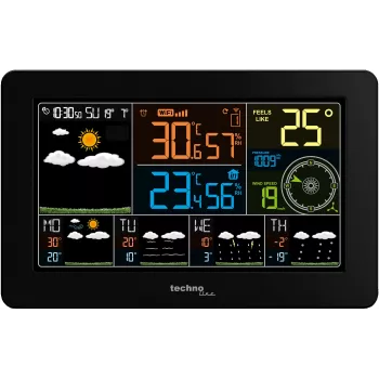 Techno Line WD2700 Wi-Fi Weather Station with 4-Day Forecast, Colour Display, Indoor/Outdoor Sensor
