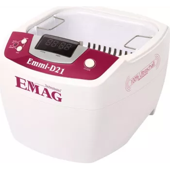 Emag Ultrasonic Cleaner with Heating, 2 L Tank, 160 x 90 x 50 mm, 80 W Ultrasonic Power, Digital Timer and Temperature Control, Plastic Housing