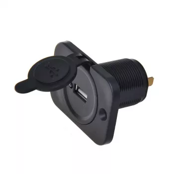 IWH USB Flush-Mount Charging Socket 12/24V, 2.1A, 1x USB-A, Panel Mount 019004