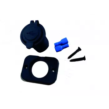 IWH USB Flush-Mount Charging Socket 12/24V, 2.1A, 1x USB-A, Panel Mount 019004
