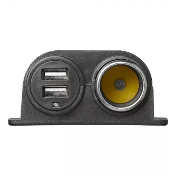 IWH 12/24V Vehicle Power Socket with 2 USB Ports 4.2A Total Output (019010)