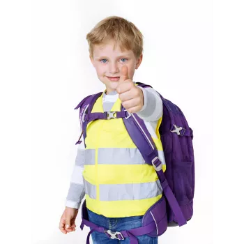 IWH 453502 Children's High-Visibility Safety Vest EN 1150, Fluorescent Yellow, Hook-and-Loop Closure, Unisex