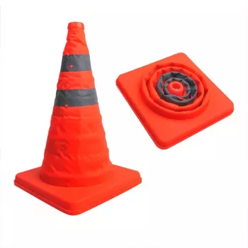IWH 019209 Traffic Cone 30 cm Flexible PVC with Reflective Stripes, Orange, Universal Vehicle Use