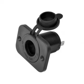 IWH Flush-Mount 12/24V DC Power Socket, 20A Max, Cigarette Lighter Type, Black 19002