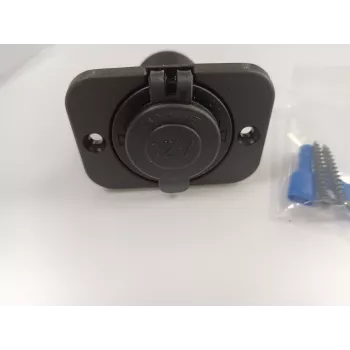 IWH Flush-Mount 12/24V DC Power Socket, 20A Max, Cigarette Lighter Type, Black 19002