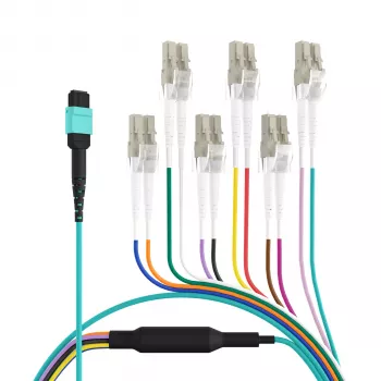 EFB MTP to LC 12-Fiber OM3 LSZH Aqua Fan-out Patch Cable, 7.5 m MTPF12LCOM3-7,5