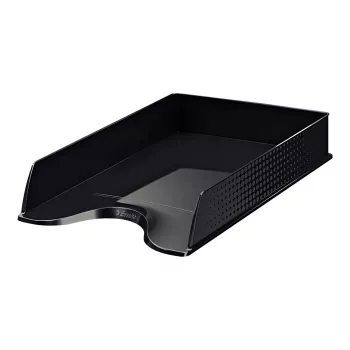LEITZ Esselte Fusion A4 Letter Tray, Black, Stackable, Pack of 10 (623692)
