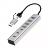 LogiLink USB 3.0 Hub, 7-Port, 4x USB-A 3x USB-C, Aluminum Housing