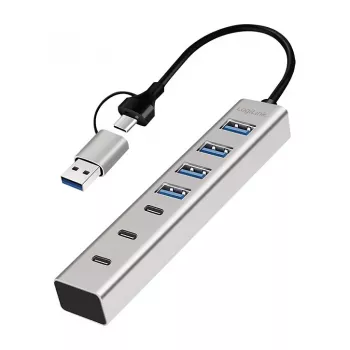 LogiLink USB 3.0 Hub, 7-Port, 4x USB-A 3x USB-C, Aluminum Housing