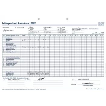 BOI Leistungsnachweis Krankenkasse SGB V Formulare, 50 Sheets, A4, White 9206-00329