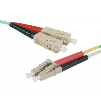 EXERTIS CONNECT Fiber Optic Patch Cable, 50/125 µm, OM3, SC Duplex to LC Duplex, Turquoise, 4.0 m