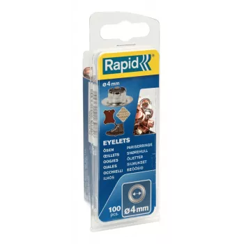Rapid Eyelets 4 mm Assorted Colours, 250 Pieces, Brass, for Textiles and Leather 5000409